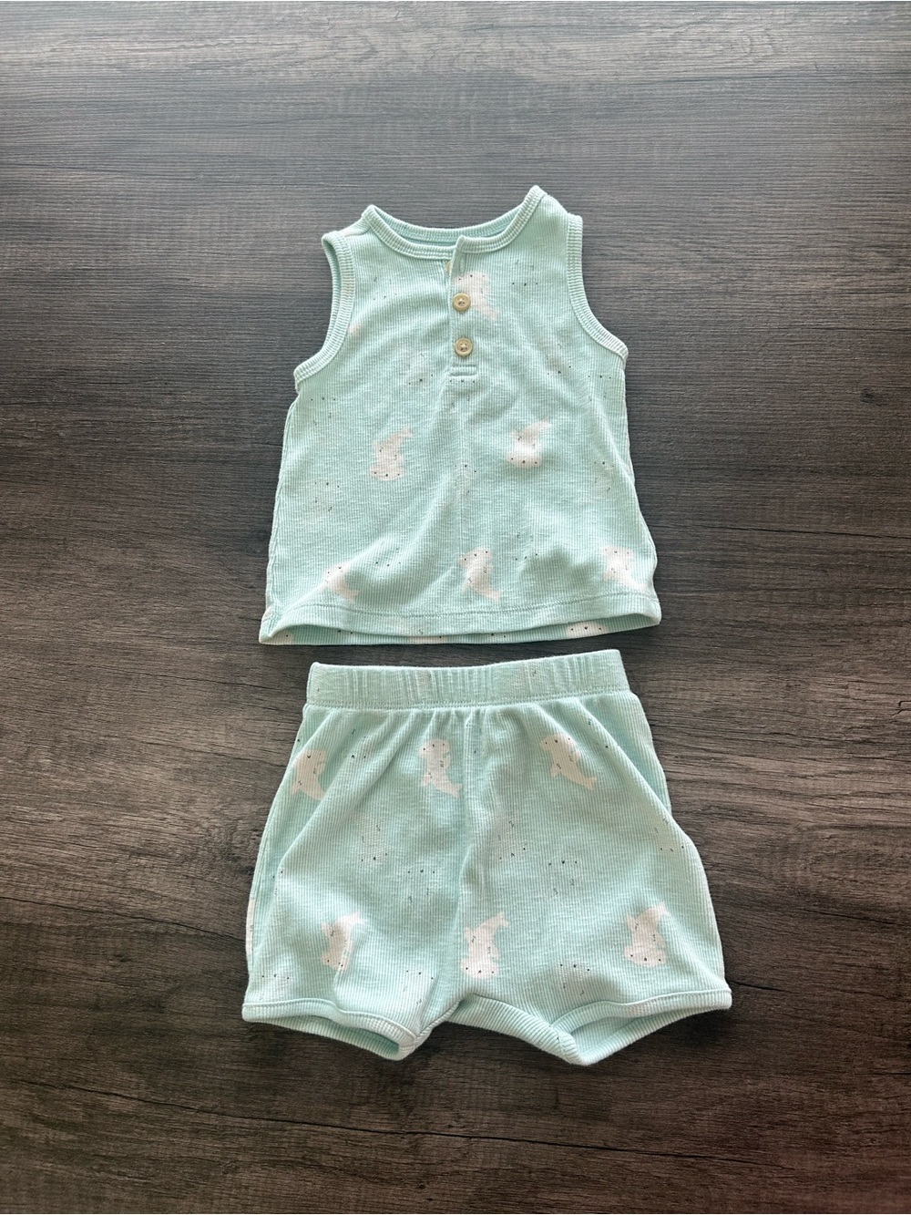 Old Navy Mint Green Bunny Tank & Short Pajama Set